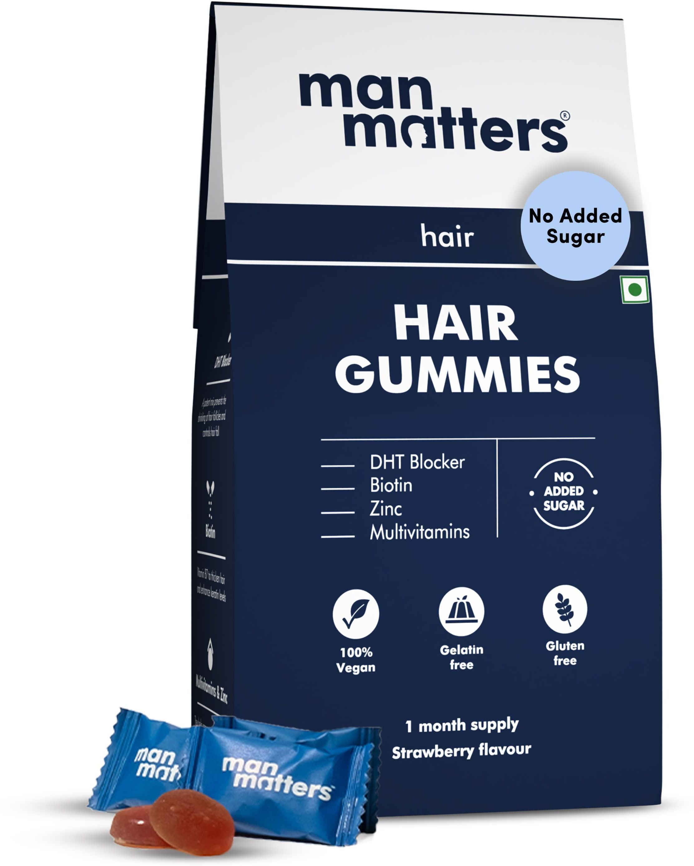 Biotin Hair Gummies |Hair & Skin | Vit A, C, E, Zinc & Fibre|Vegan &Gut Friendly