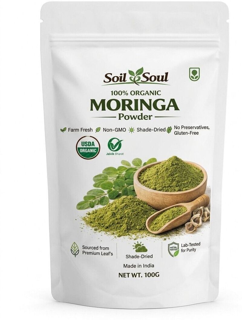 soil&soul Organic Moringa Leaf Powder - Shade-Dried & Lab Tested|100% Pure|27G Protein-picture-44