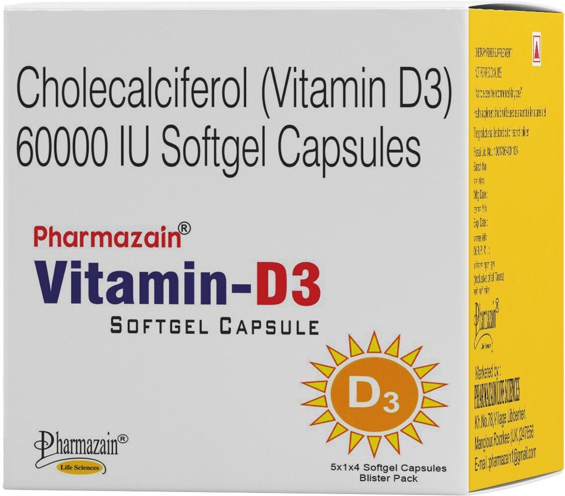 pharmazain Cholecalciferol (Vitamin D3) 60K iu Softgel Capsule for Joint & Bone Health-picture-18
