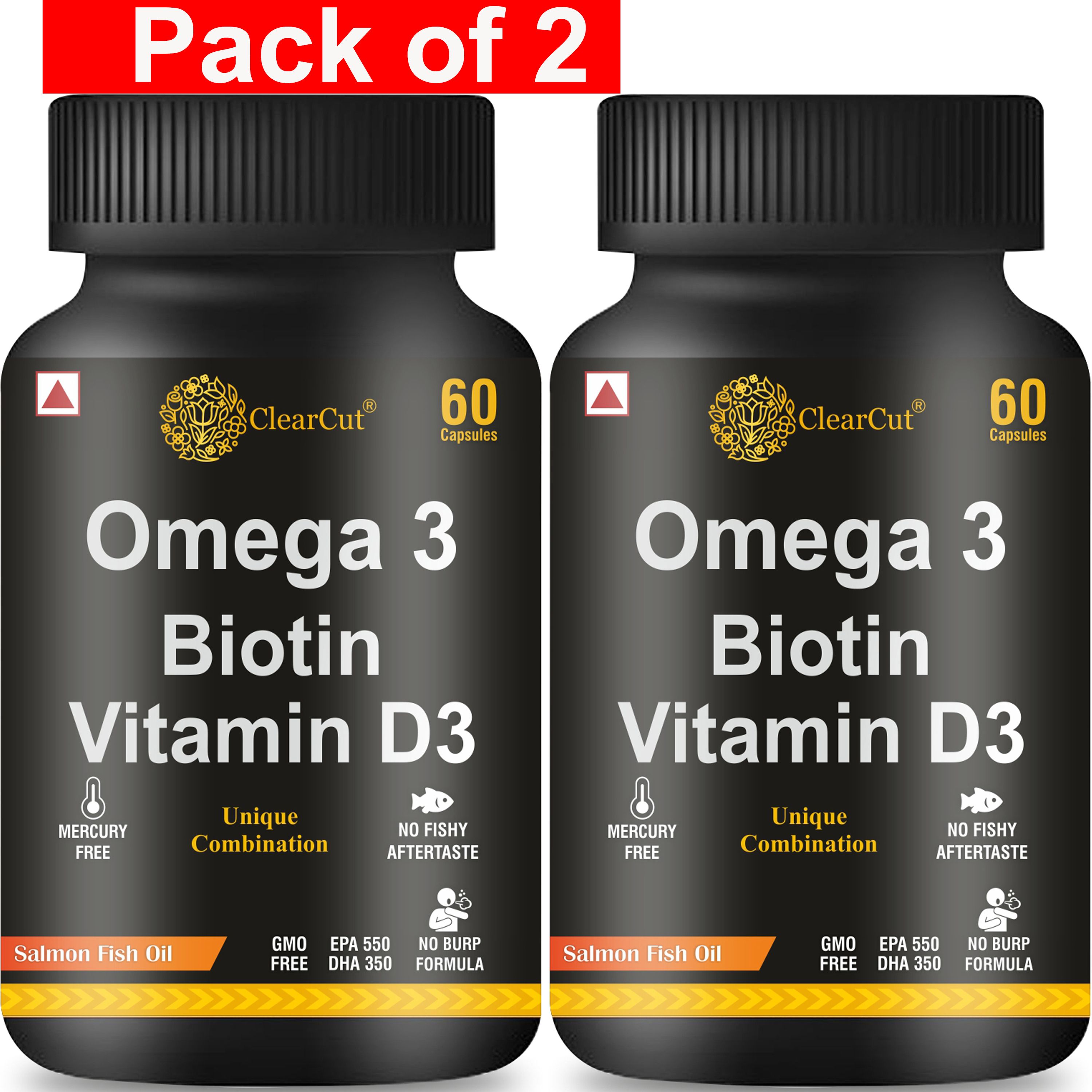 clearcut Double Omega 3 capsule Fish Oil Biotin Vitamin D3 Triple strength Heart health-picture-18