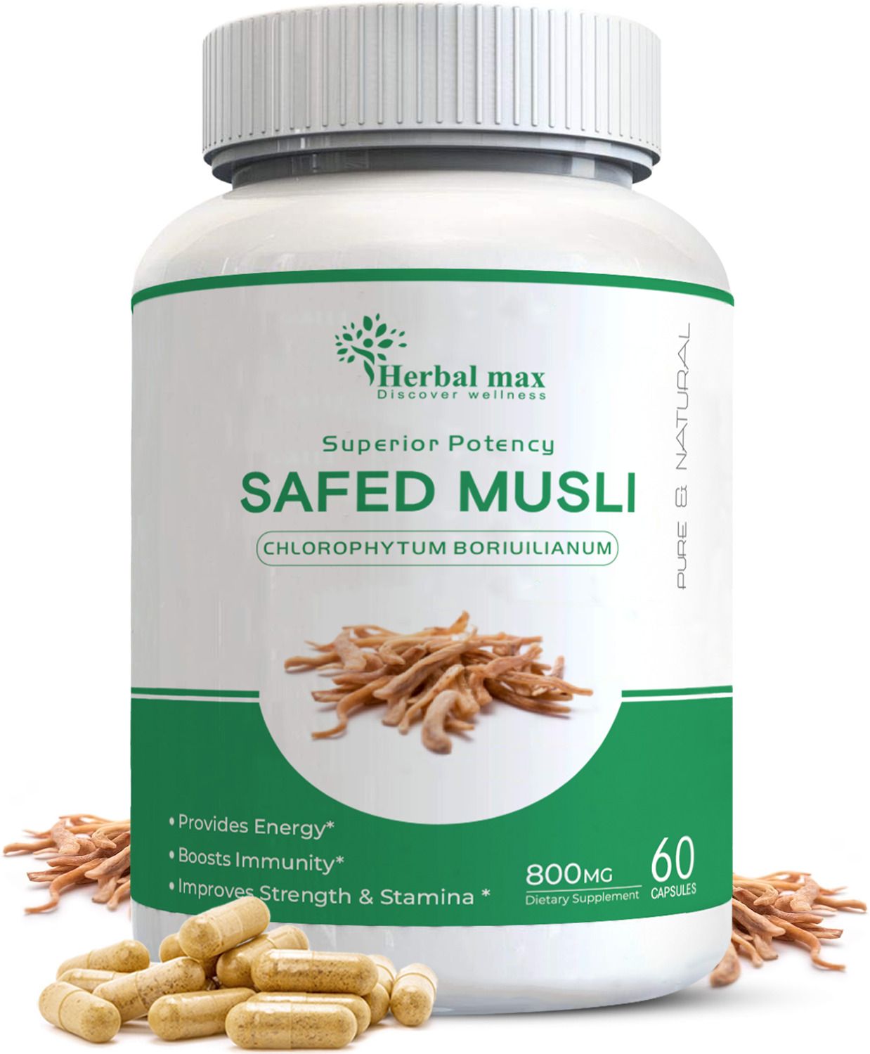 Safed Musli Extract Capsule for Strength, Immunity & Stamina 800mg- 60 Capsule-image-6
