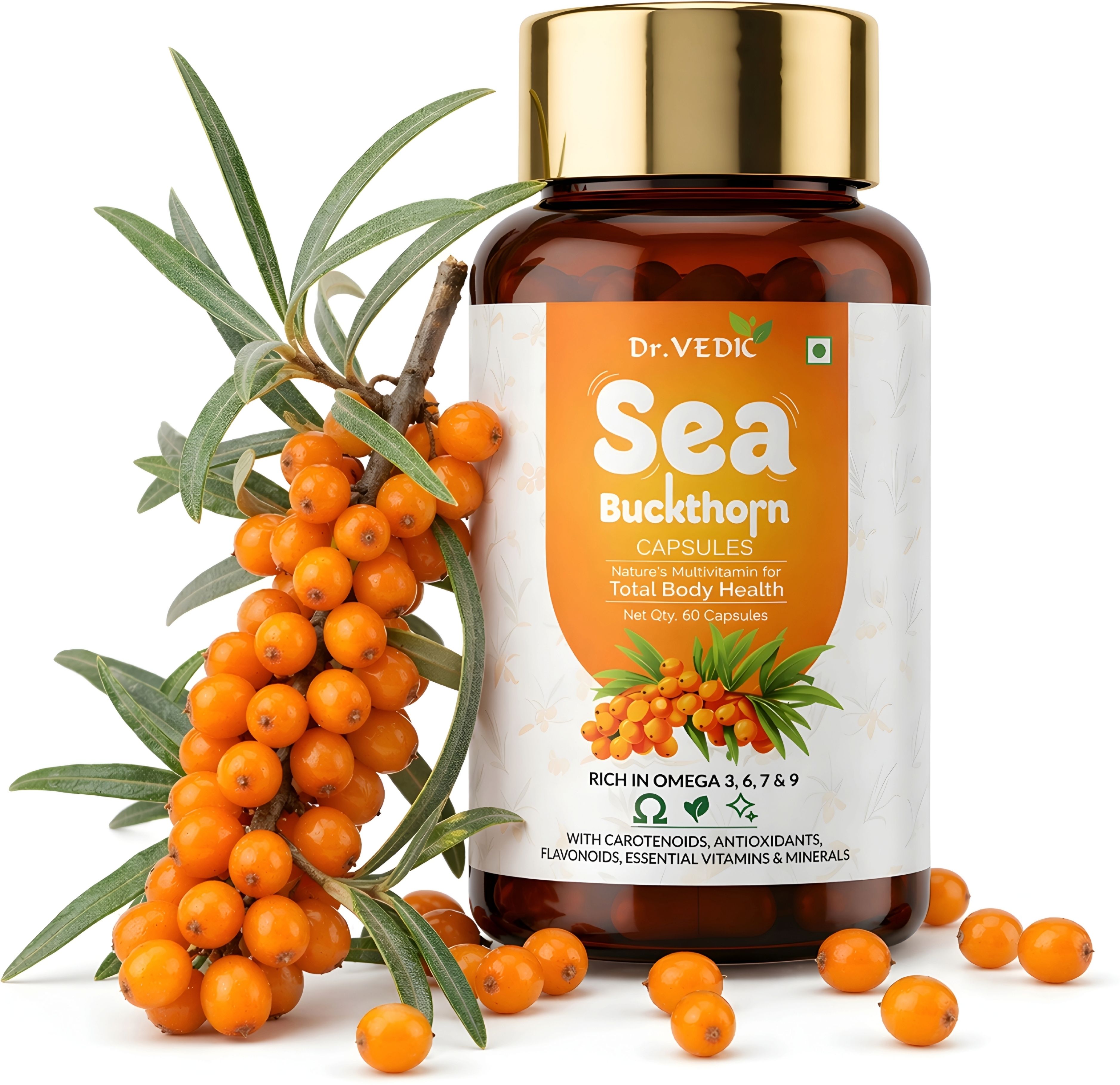 dr.vedic Sea Buckthorn Berry 500mg Capsules | Vegan Omega 3, 6, 7 & 9-picture-36