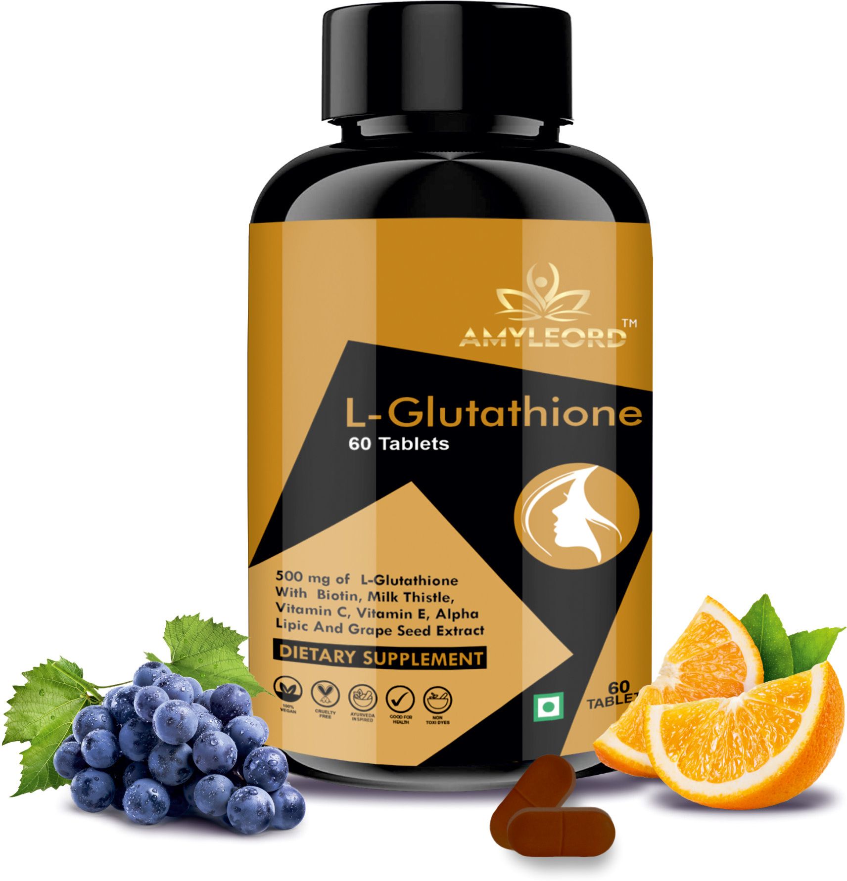 amyleord L-Glutathione Tablet with Vitamin C&E, Biotin, GrapeSeed for Radient & Skin Glow-picture-14