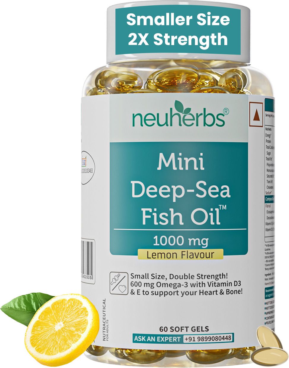 Neuherbs Mini Deep Sea Omega 3 Fish Oil 1000mg With  Neuherbs Mini Deep Sea Omega 3 Fish Oil 1000mg With
