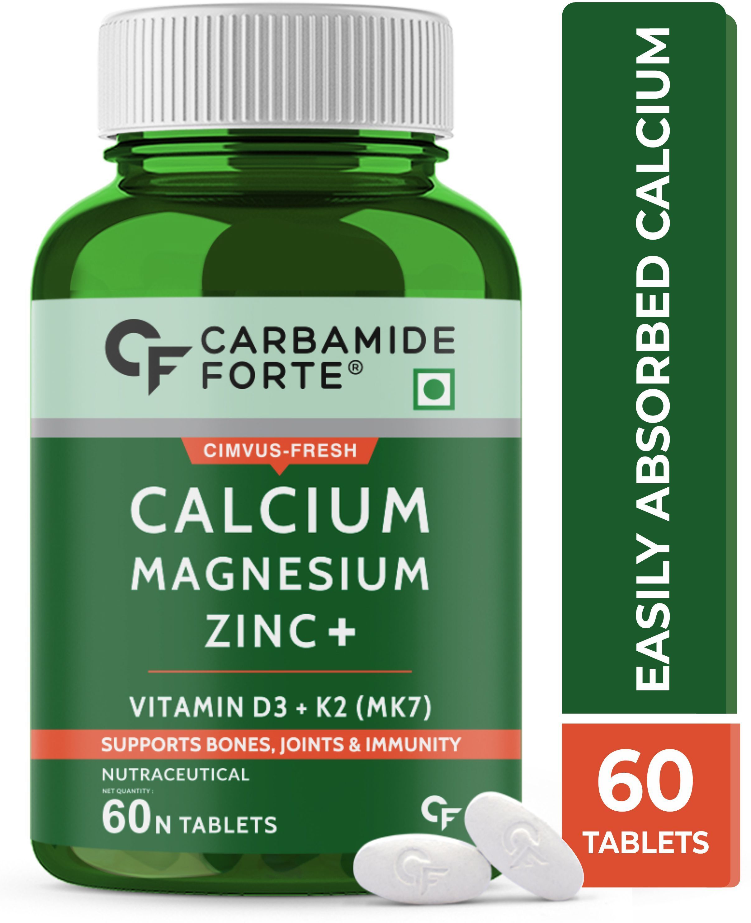 Calcium Magnesium Zinc Tablets for Women & Men | Bone Health Supplement