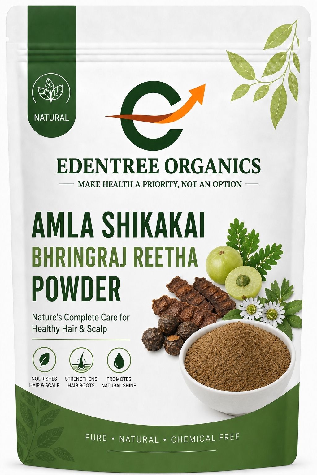edentree organics Amla | Shikakai | Bhringraj | Reetha powder, 4-in-1 Hair Care Powder-picture-38
