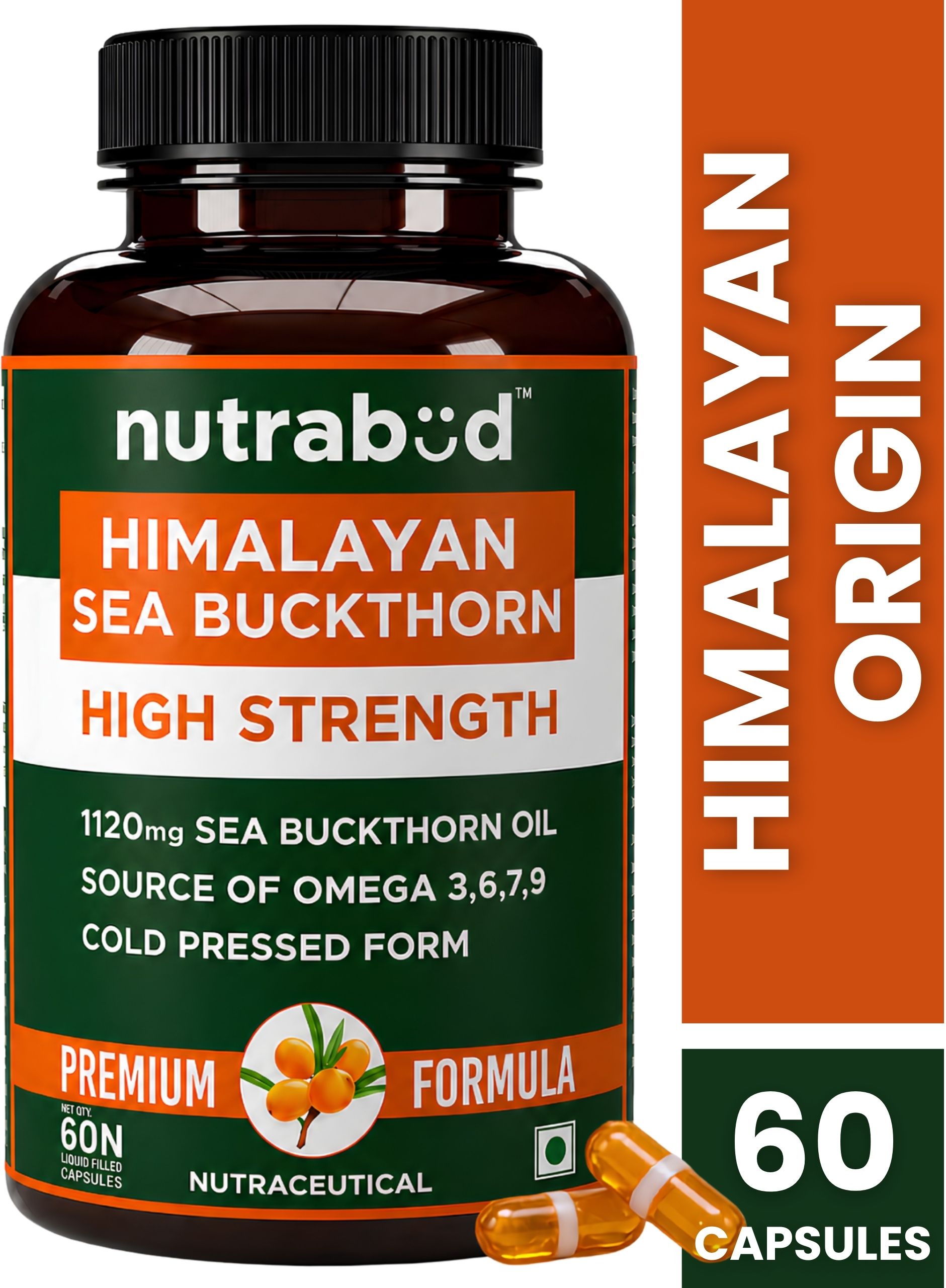 nutrabud Sea Buckthorn Oil Capsules - Rich in Omega-3,6,7,9 - Skin, Hair & Heart Support-picture-20