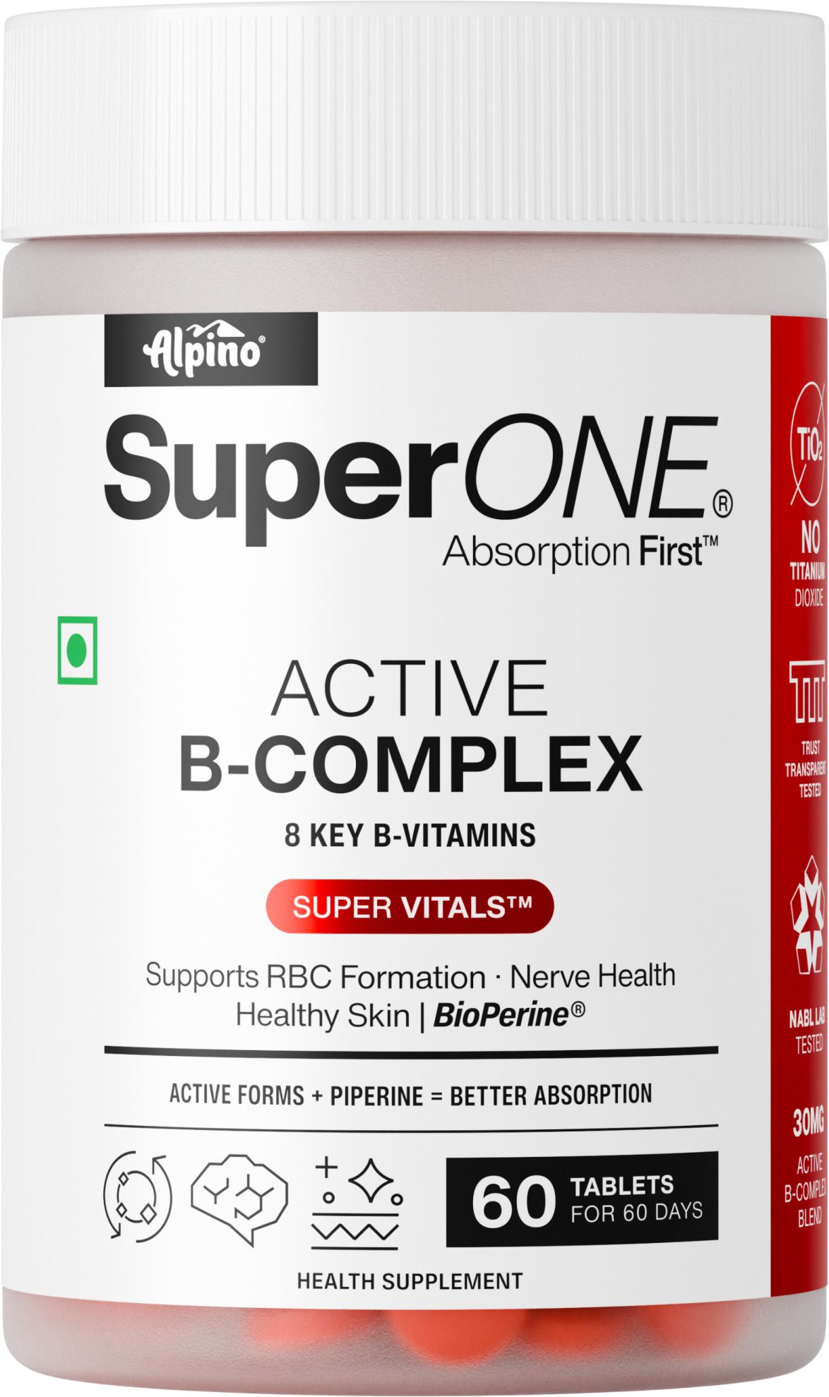 SuperONE Active B-Complex Tablets | Vitamin B Complex Supplement with B12 & B6-image-24