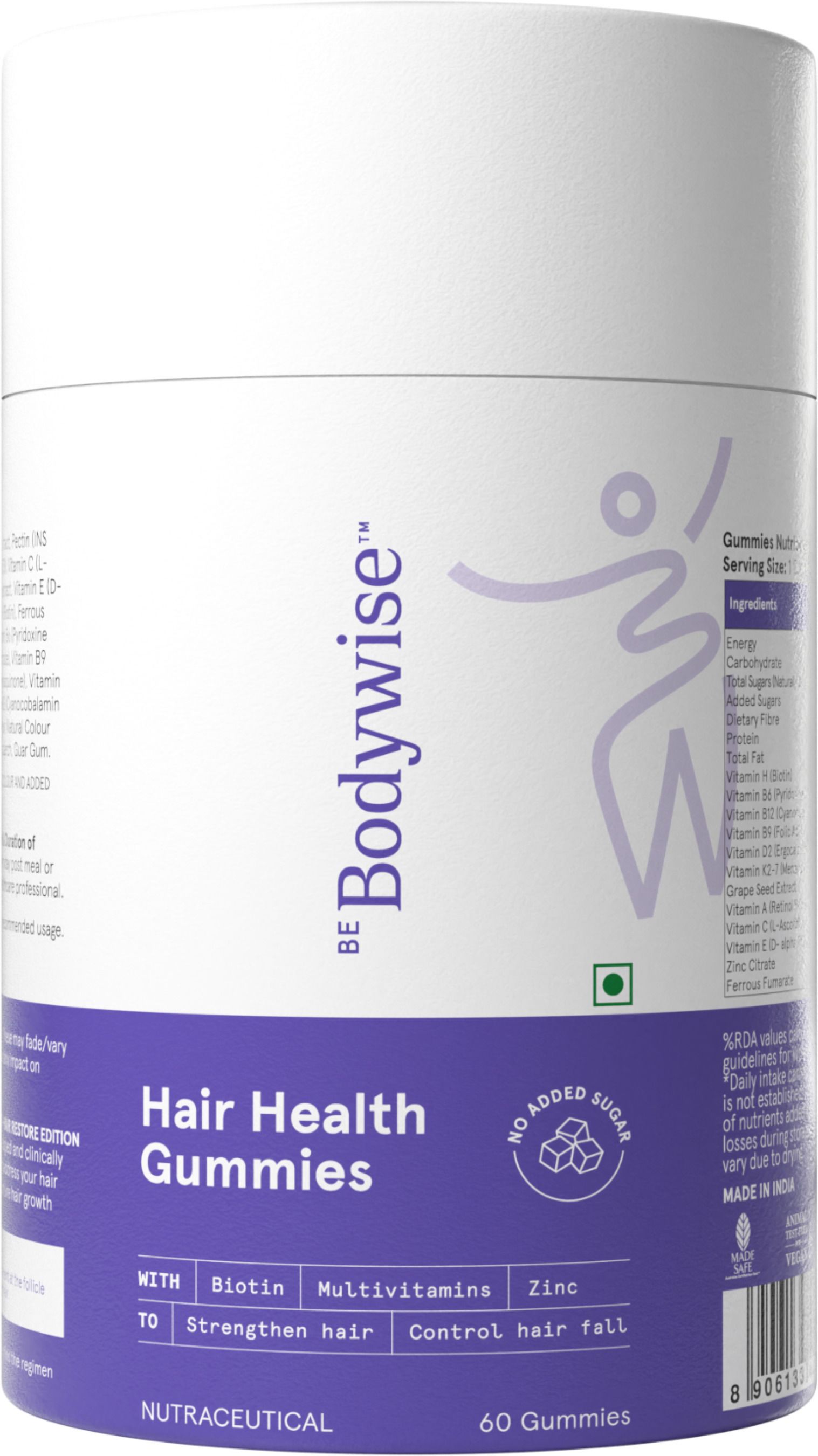 5000mcg Biotin Hair Gummies |Hair Vitamins for Hairfall Control | No Added Sugar