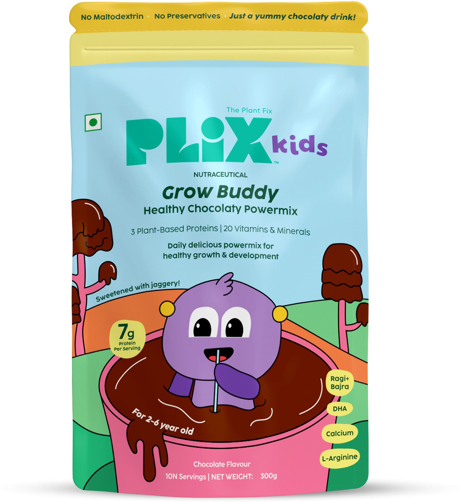 Kids Grow Buddy Powermix | Growth & Development | 7g Plant Protein | Chocolate-image-44