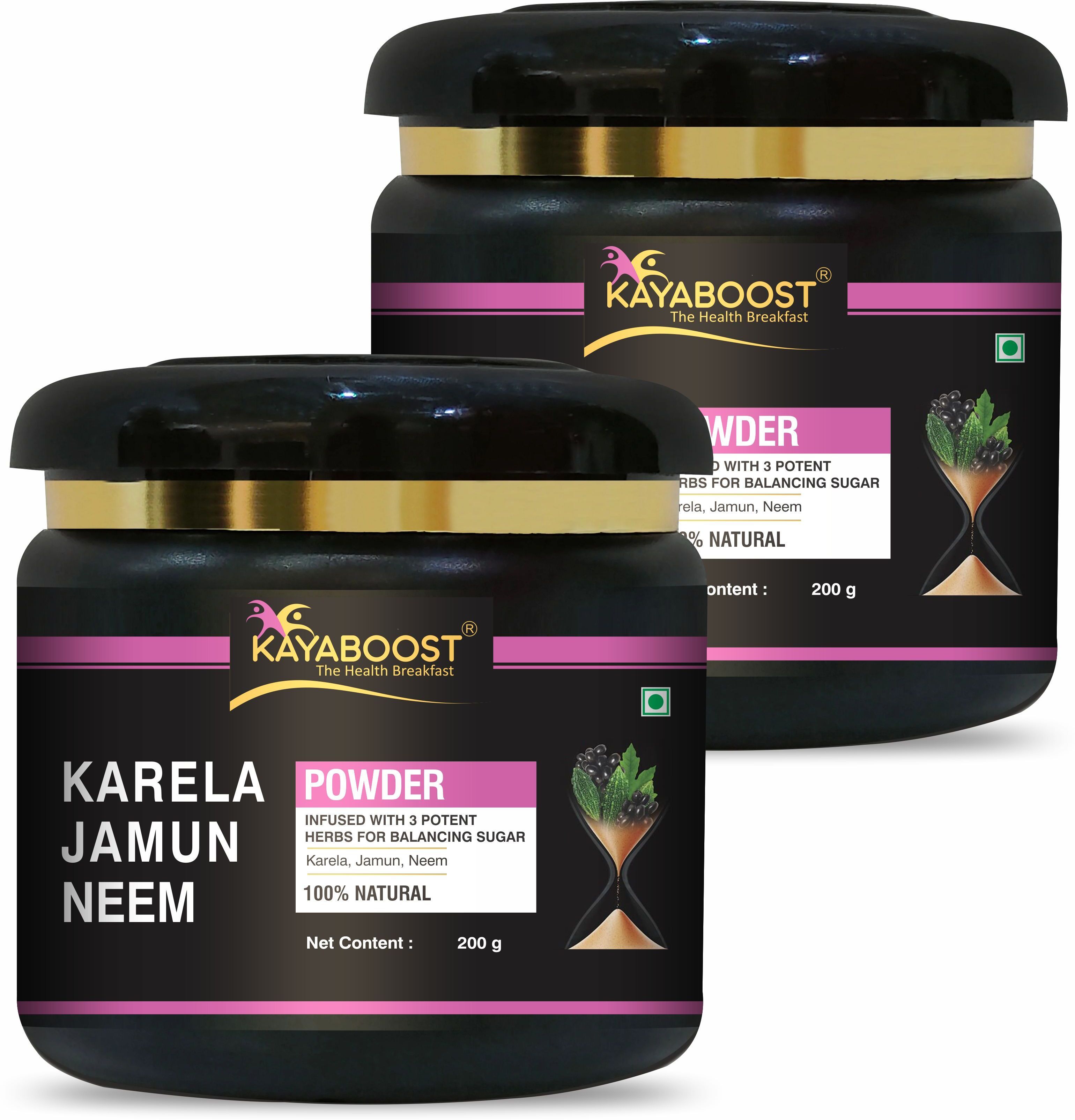 Neem Karela Jamun Powder - For Maintaining Blood Sugar Levels - Set of 2