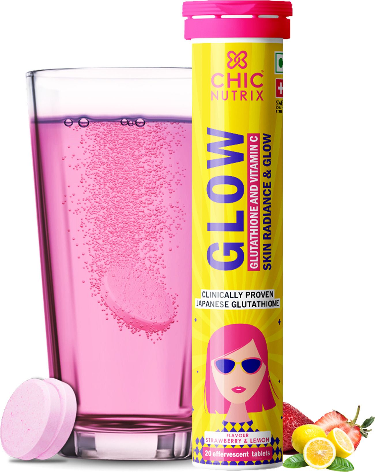 chicnutrix Glow - 500mg Japanese Glutathione & Vit. C for Glowing & Radiance Skin-picture-2