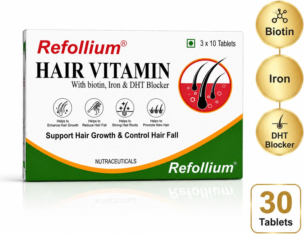 refollium Hair Vitamin Tablets with Biotin, Iron & DHT Blocker | Hair Nutrition Supplement-picture-12