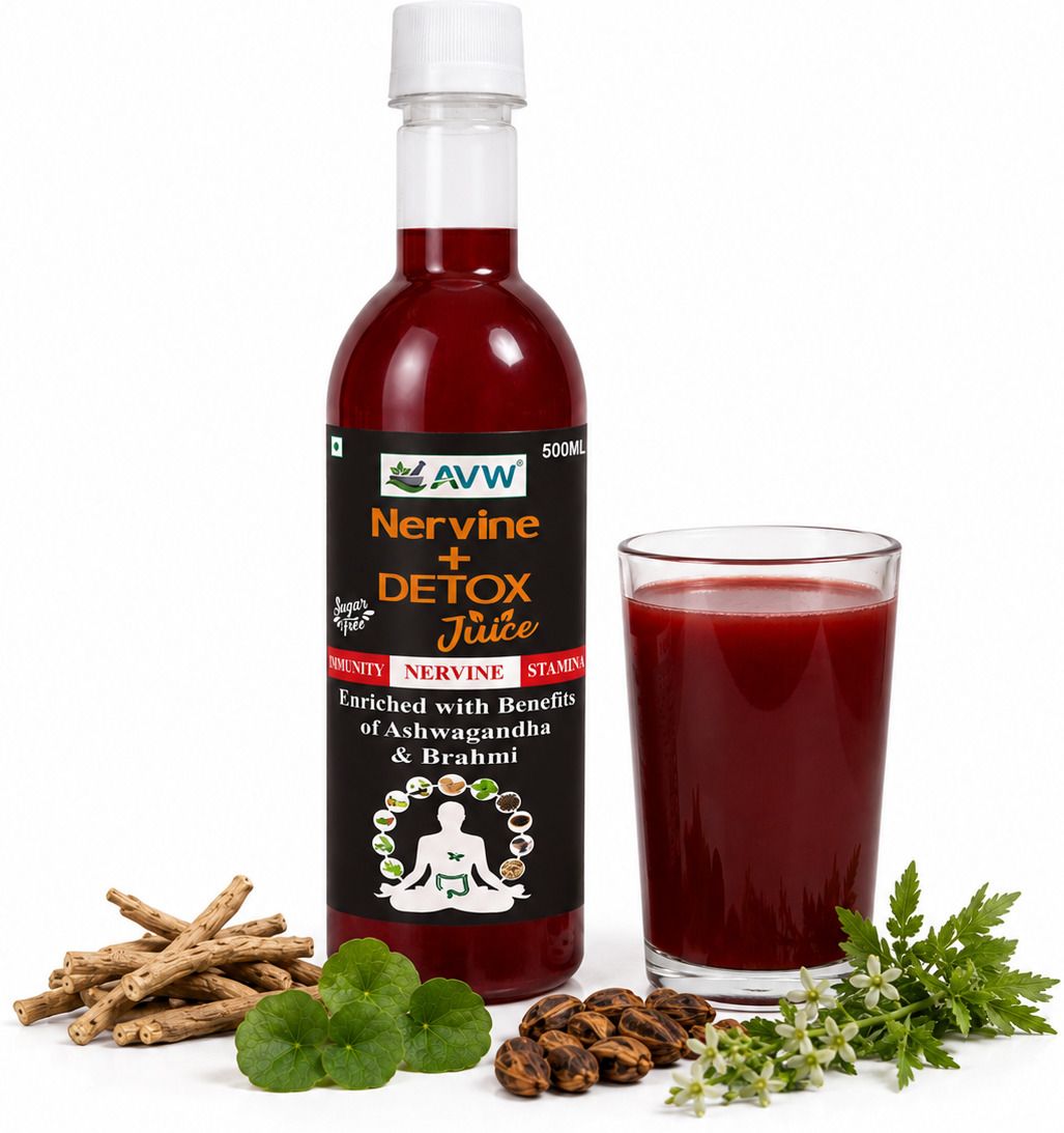 avw Nervine Detox Juice 500ml | Ashwagandha & Brahmi Juice | Sugar Free Herbal Juice-picture-35