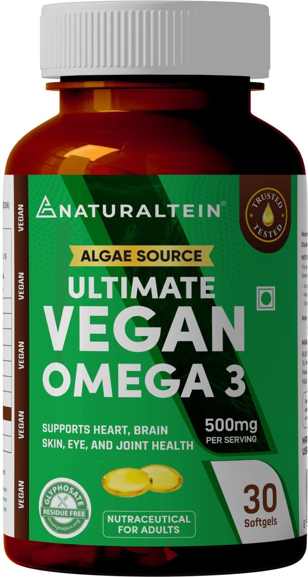ALGAE SOURCE VEGAN Omega 3|Fish Oil Replacement|Supports Heart & Brain Health
