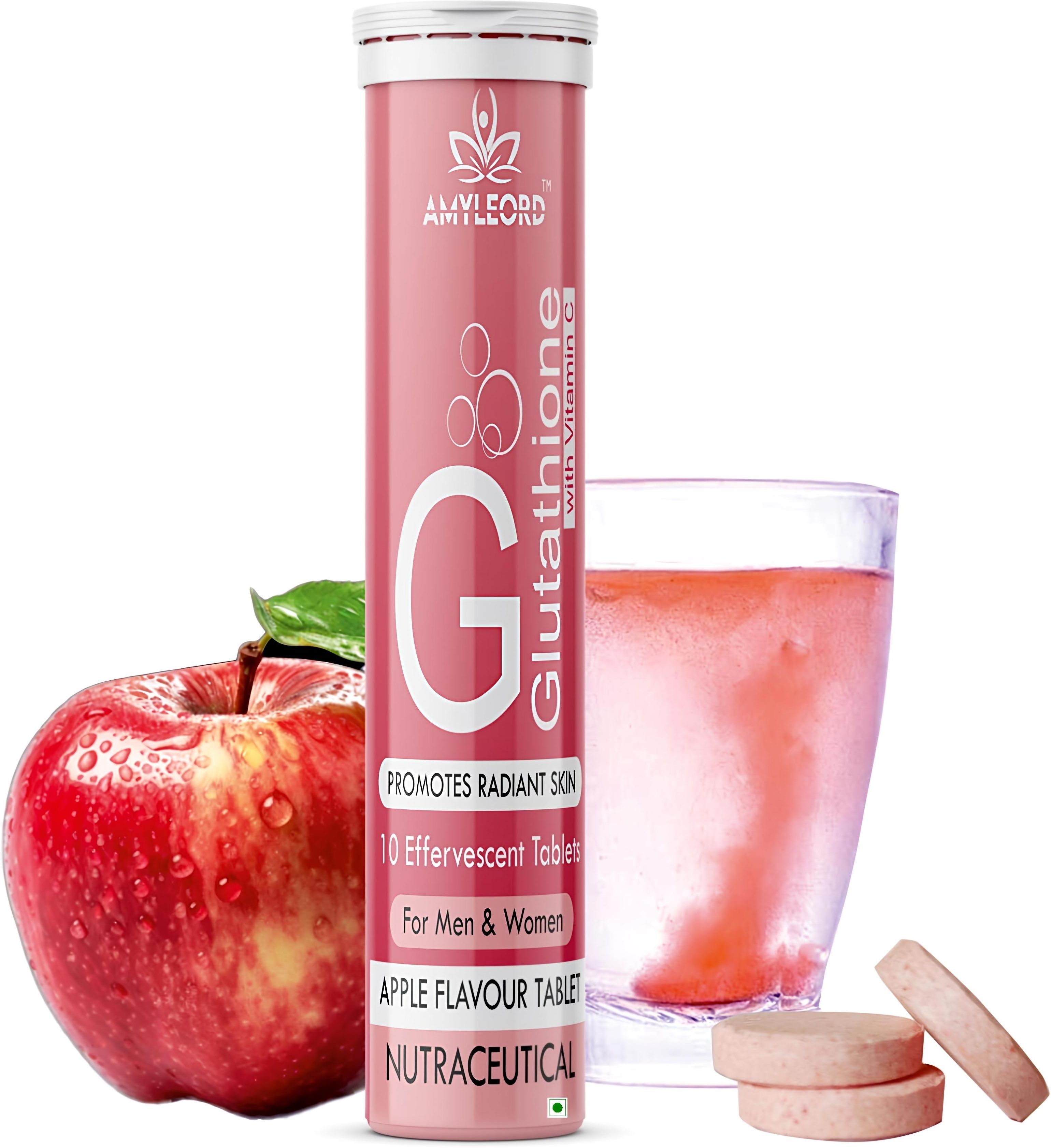 Glutathione & Vit. C 10 effervescent tablets, Apple flavour For Brighter Skin-image-30