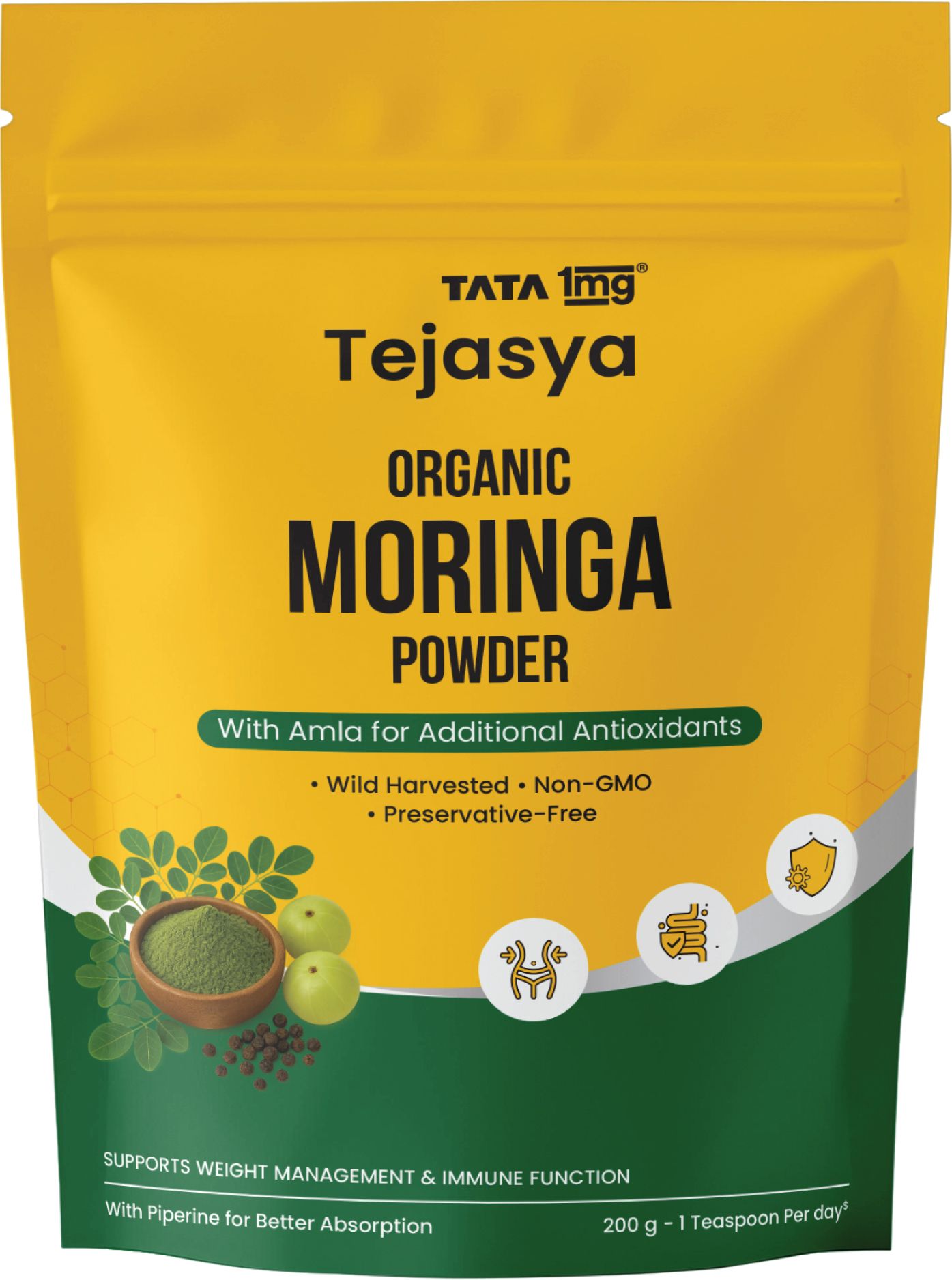 Tejasya Organic Moringa Powder With Amla & Pippali | Non-GMO & Preservative-Free-image-33