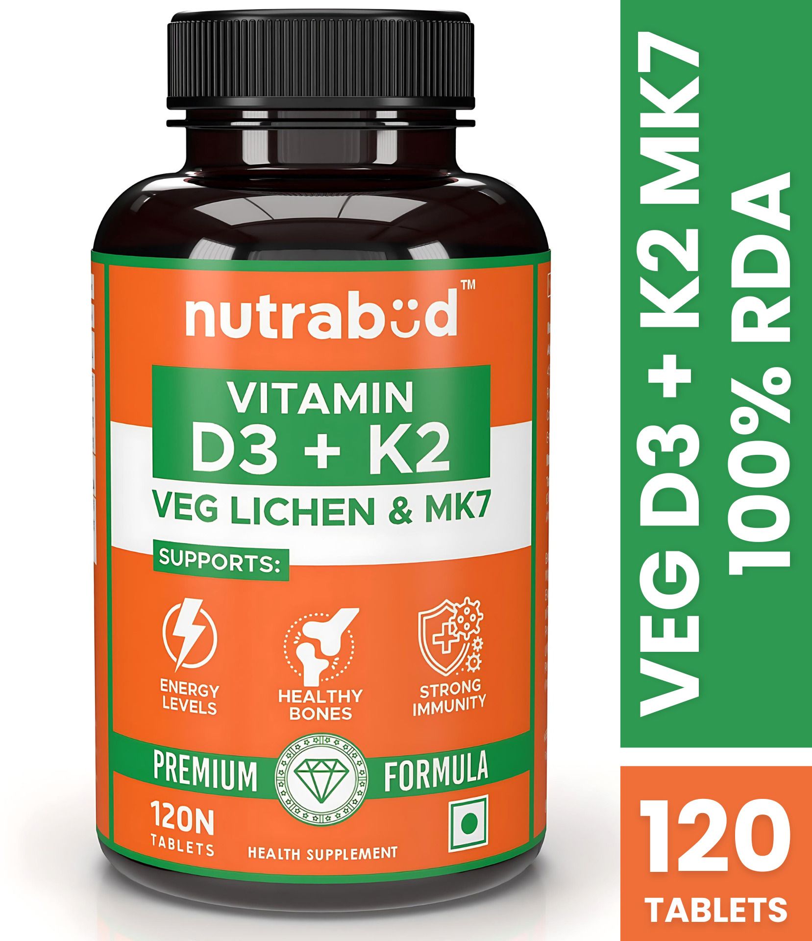 veg plant based vitamin d3+k2 as mk7 supplement