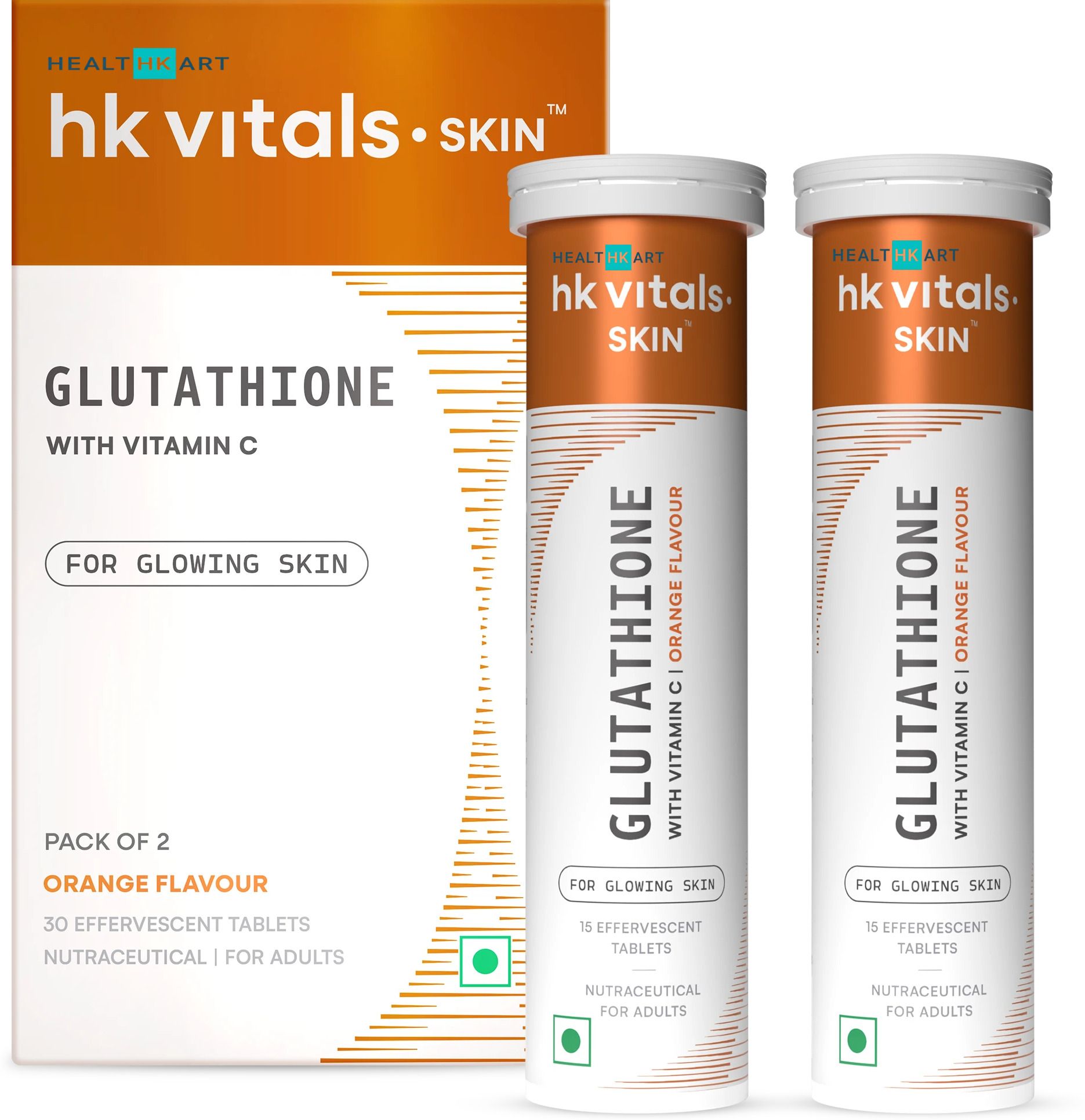 hk vitals Glutathione Skin Glow Effervescent Tablets with Vitamin C & E | Orange-picture-22