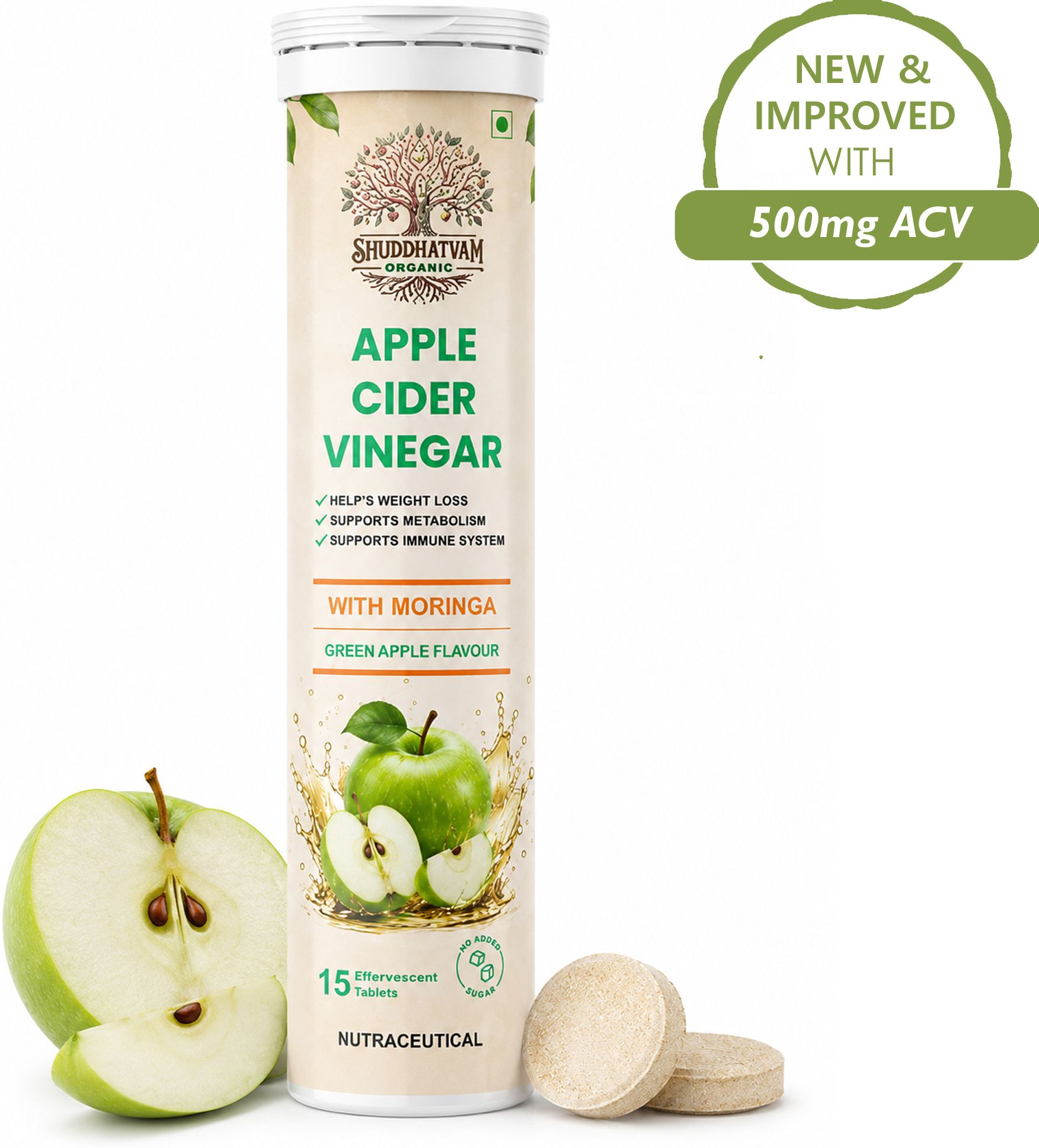ACV Apple Cider Vinegar Effervescent Tablets For Weight Management - Green Apple-image-20