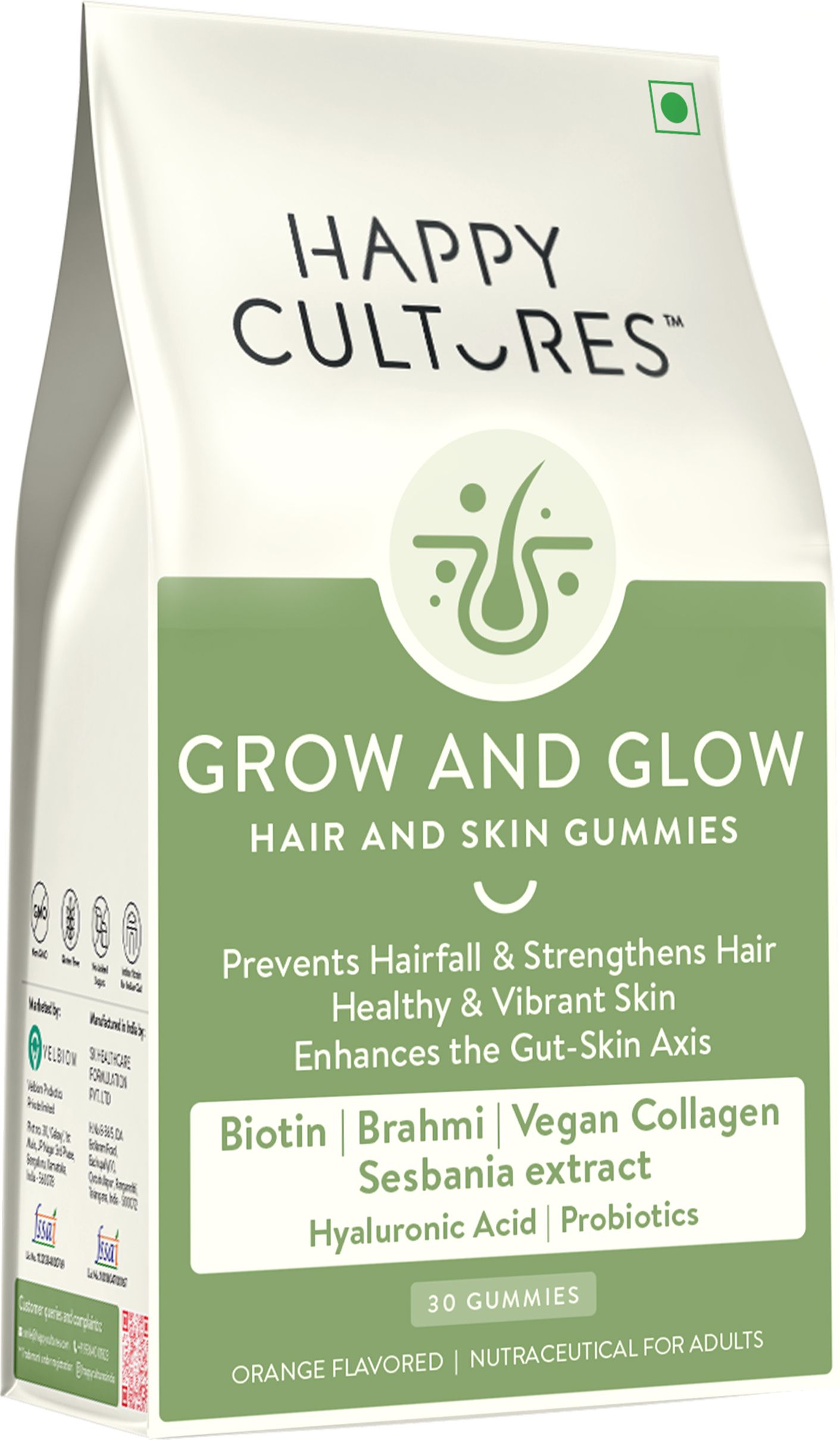 happy cultures Grow & Glow Biotin & Collagen Gummies Hair Strength, Skin Glow-picture-19