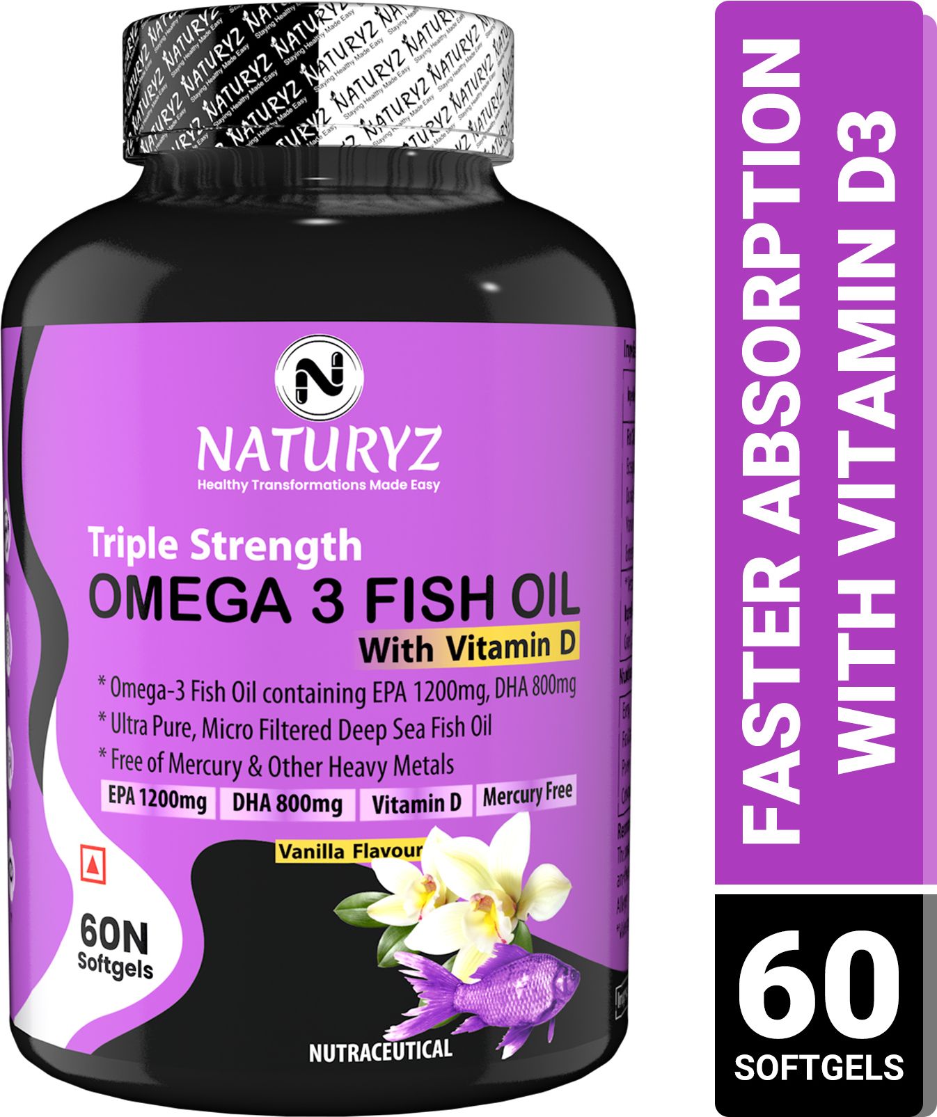 naturyz Triple strength fish oil with vitamin d EPA 1200 MG DHA 800mg vanilla flavour-picture-25