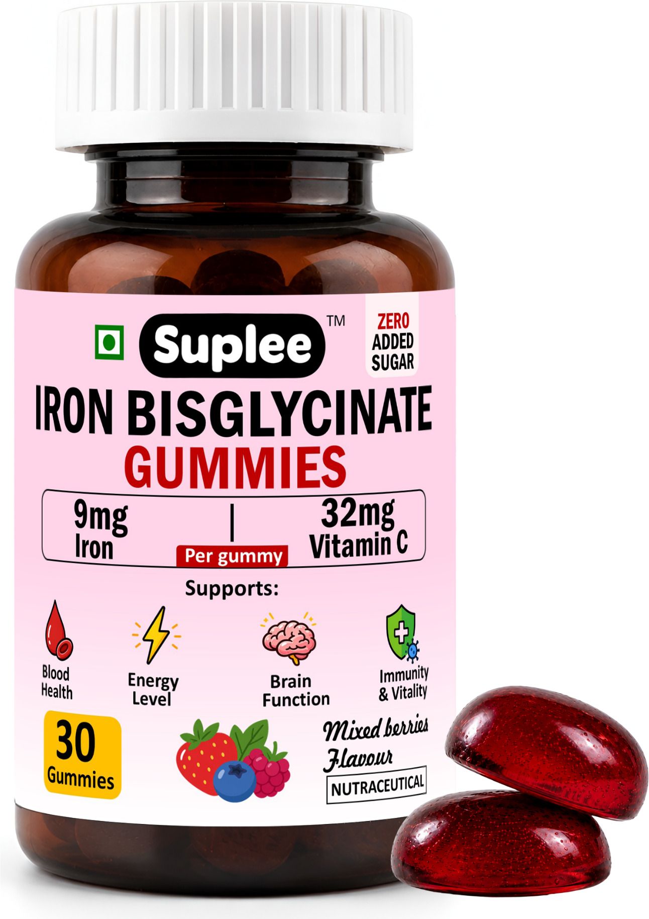 suplee Chelated Iron Bisglycinate Gummies with Vitamin C Supplement-picture-15