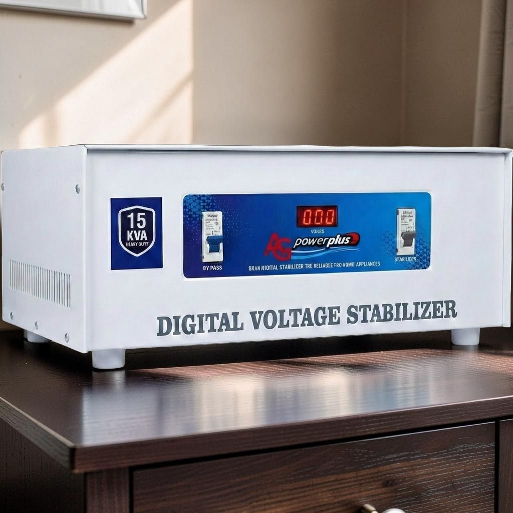AG PowerPlus 15 KVA Digital Voltage Stabilizer(Copper)| 130V–300V Working Range Heavy Duty Mainline Stabilizer with LED Display & Bypass Switch-image-42
