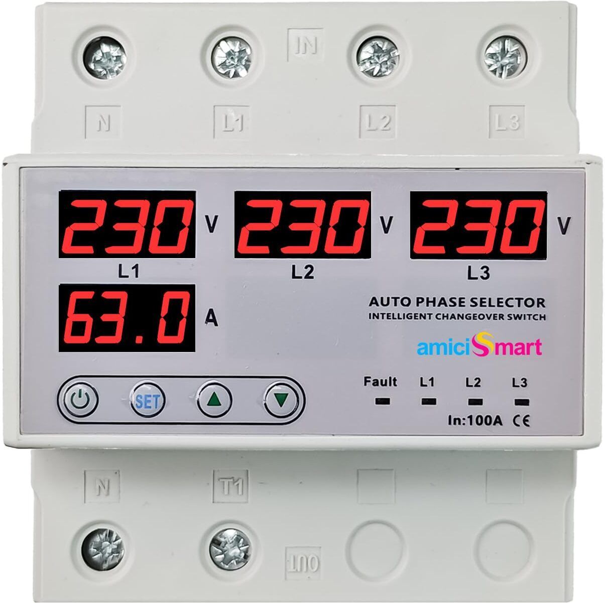 amicismart Intelligent 3 Phase to 1 Phase Selector/Changeover Switch with Under Voltage Protection-picture-14