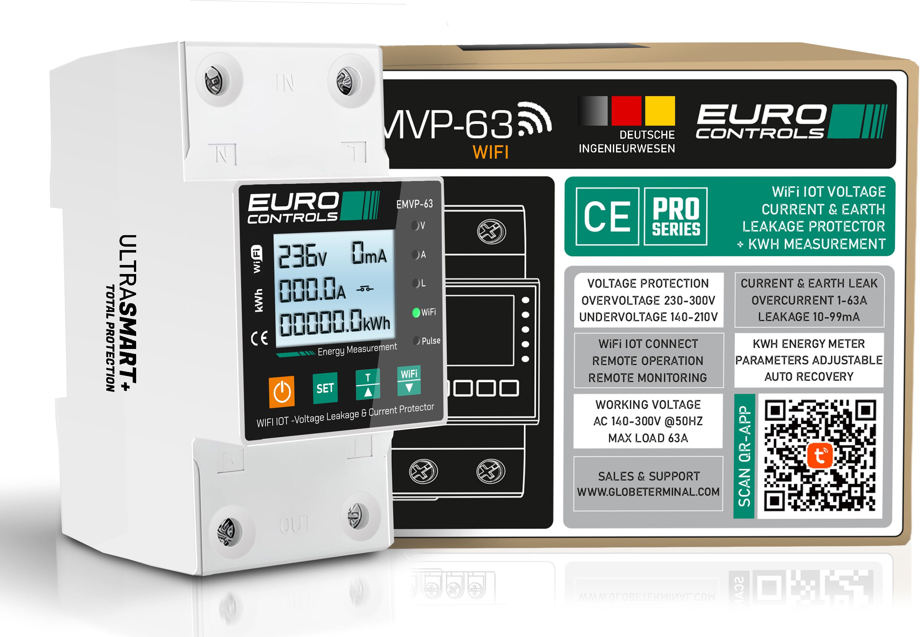 EMVP-63A WiFi IOT 4 in 1 Voltage Current & Earth Leakage Protector with KwH App Based Energy Monitoring - Time Scheduling & Remote Control-image-7