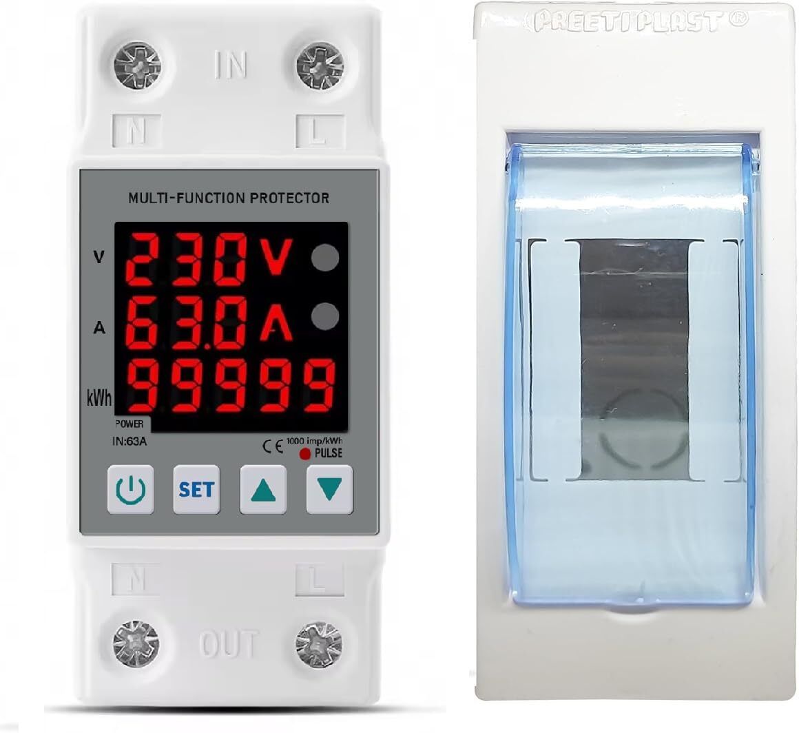63A 230V Digital Energy Meter with Over/Under Voltage, Over Current/Load Protection and Mount Energy Meter-image-33