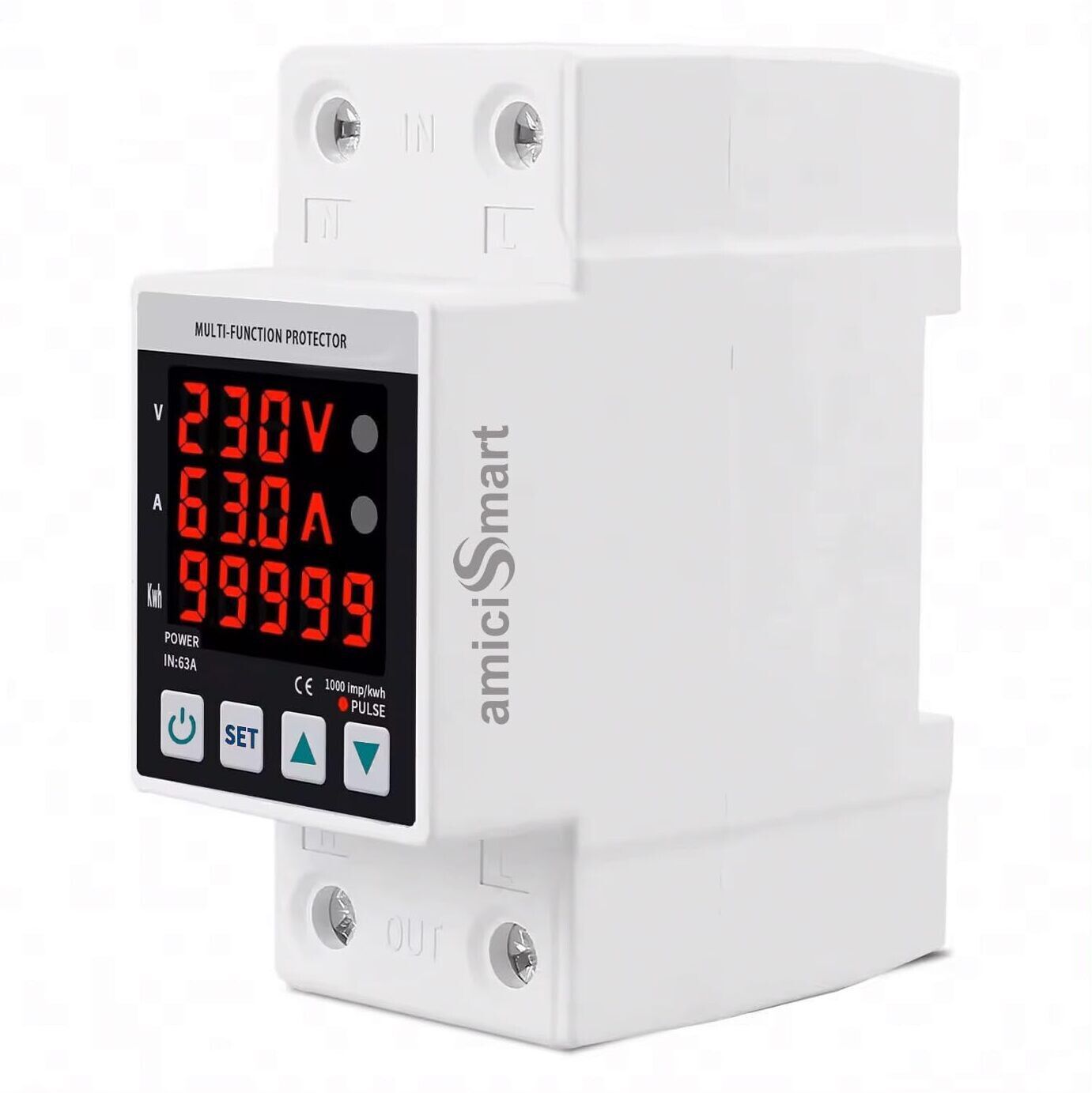 Over/Under Voltage, Over Current/Load Protection with Digital Energy Meter 63A, 230V DIN Rail Mounted Smart Device-image-0