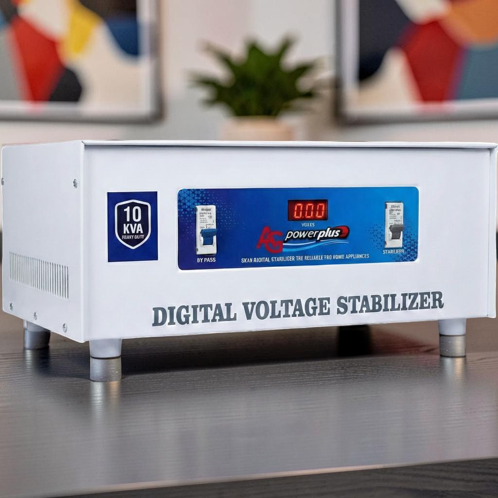 ag power plus AG PowerPlus 10 KVA Digital Voltage Stabilizer | 130V 300V Input Range Heavy Duty Mainline(Copper)Stabilizer with LED Display & Bypass Switch-picture-31