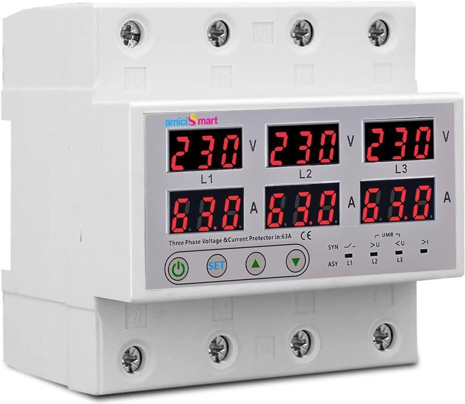 3-Phase Automatic Over/Under Voltage Protector with Auto-Reconnect Din-Rail Mount 63A 220V Voltage Guard-image-22