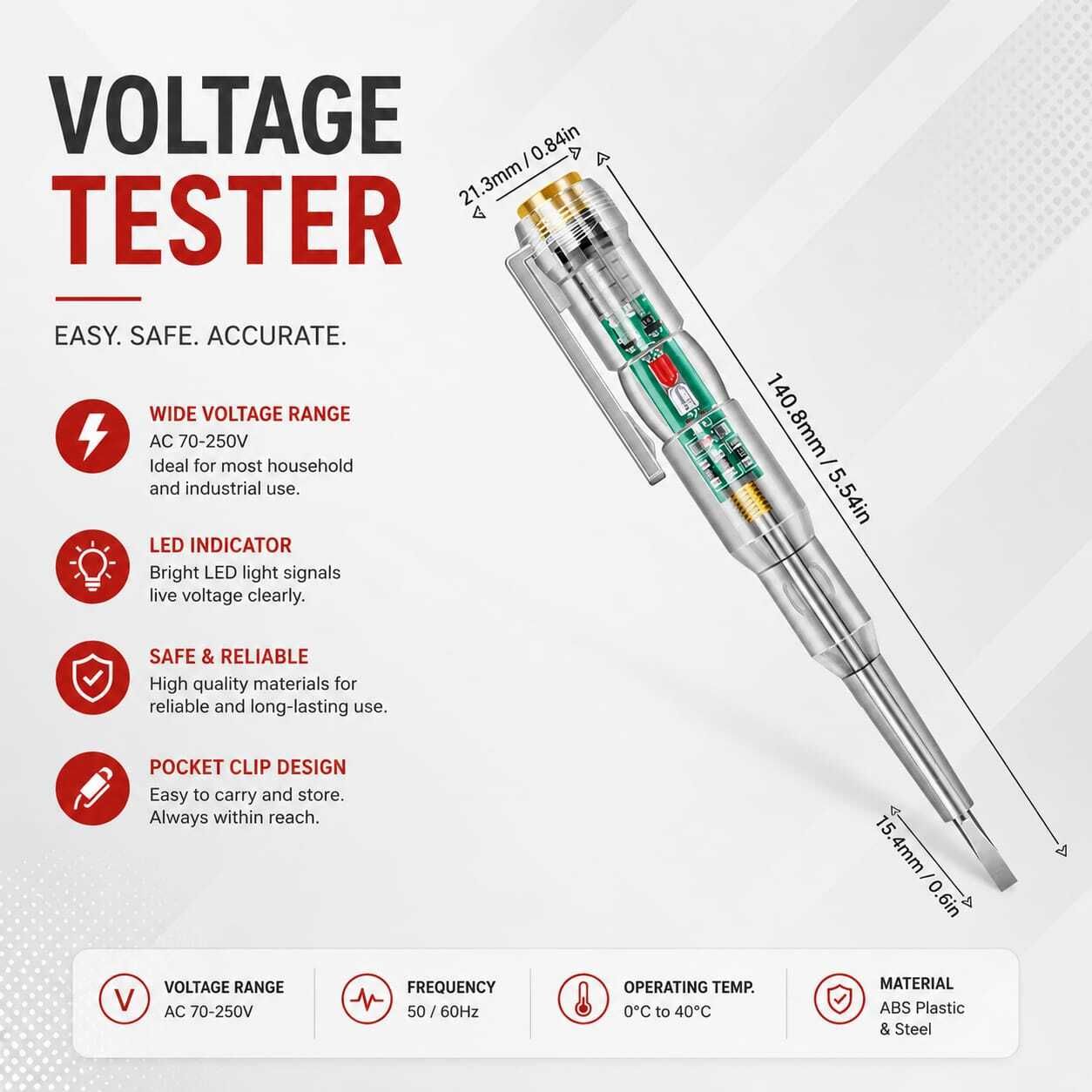 cielaglobal CG HIGH BRIGHTNESS VOLTAGE TESTER 1PCS Analog Voltage Tester-picture-23