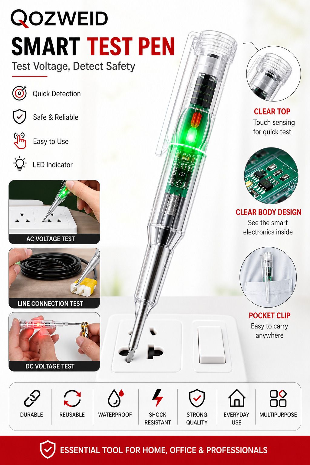 Intelligent High Brightness Voltage Detection Pen with Screwdriver Digital Voltage Tester-image-37