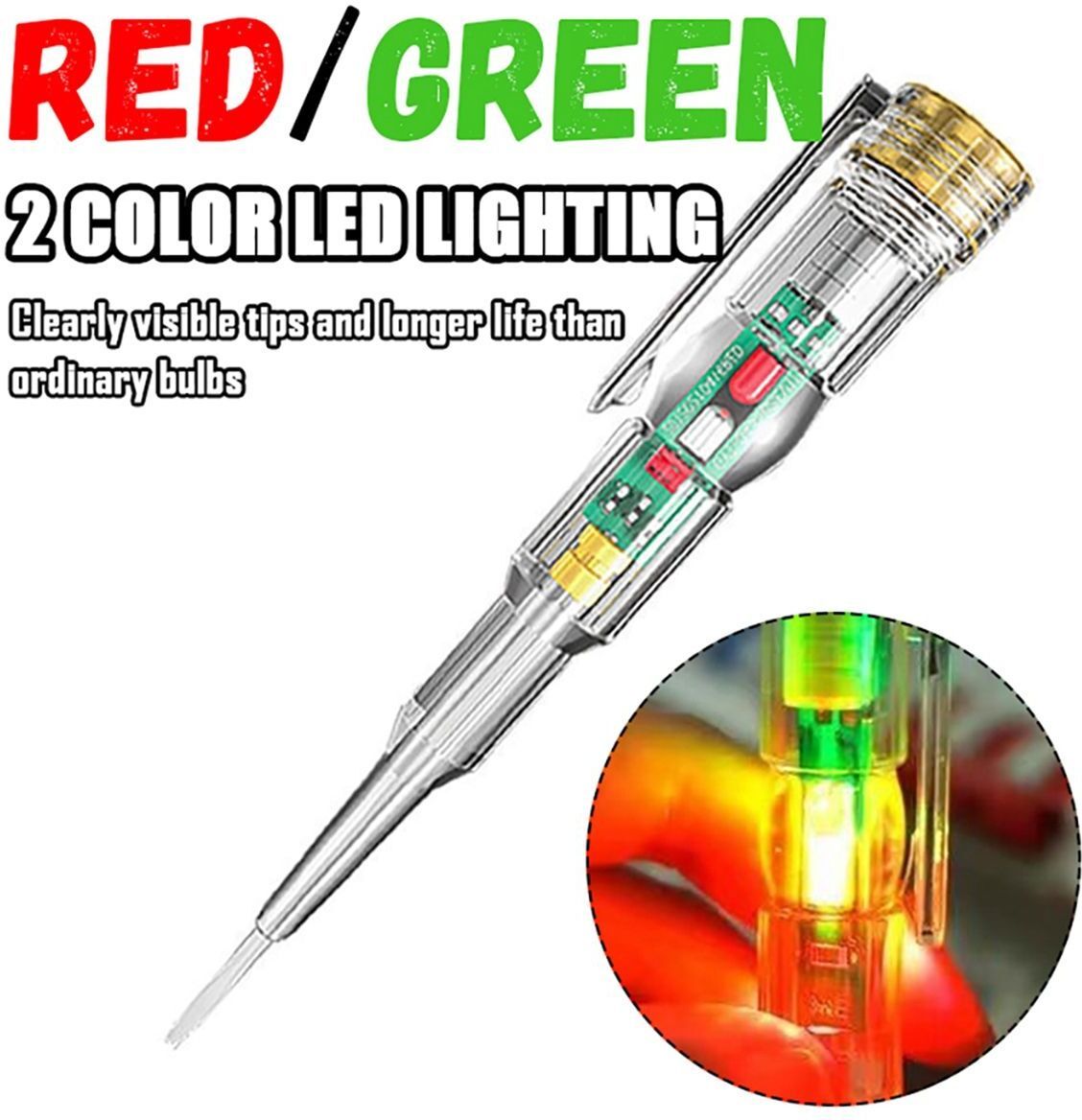 gadgetschroma 1 PCSMultifunction Dual LED AC-DC Light Tester Pen ,Voltage Tester A46 Analog Voltage Tester-picture-21