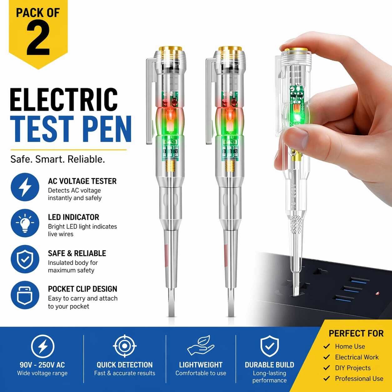 cielaglobal CG High-Brightness Intelligent Voltage Tester (PACK OF 2 ) A Analog Voltage Tester-picture-48