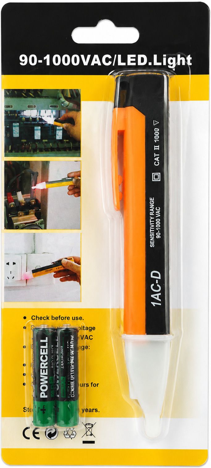 tech inspire Voltage Alert Touch Less Voltage Detector Tester Pen AC 90~1000V and Electrical Analog Voltage Tester-picture-0