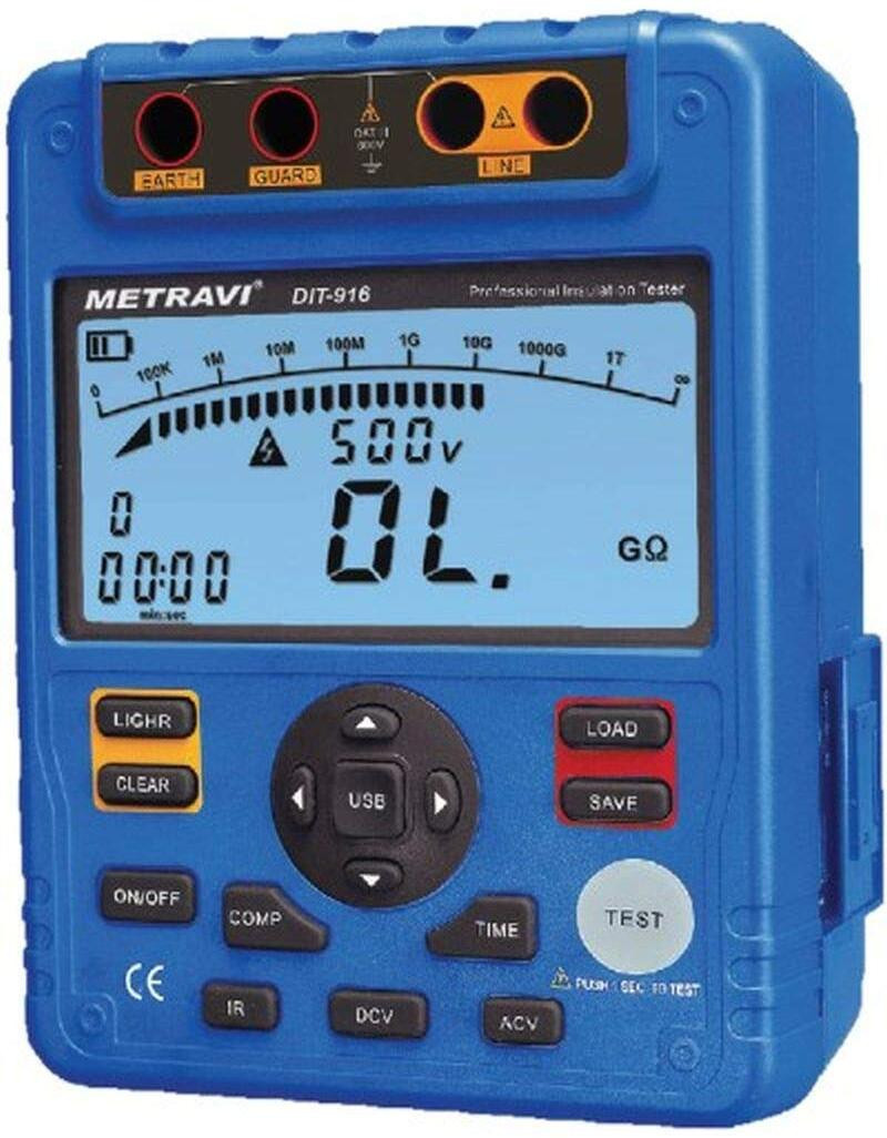 metravi DIT-916 Digital Insulation Tester 1T.Ohms with USB PC Interface Digital Voltage Tester image 1