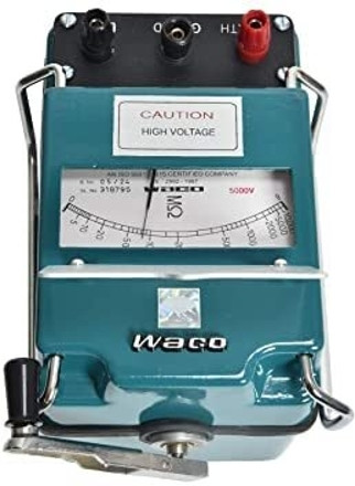 spaark WACO 5000V-5000 Meg Ohms Analogue Insulation Tester Metal Body Hand Driven Analog Voltage Tester image 1