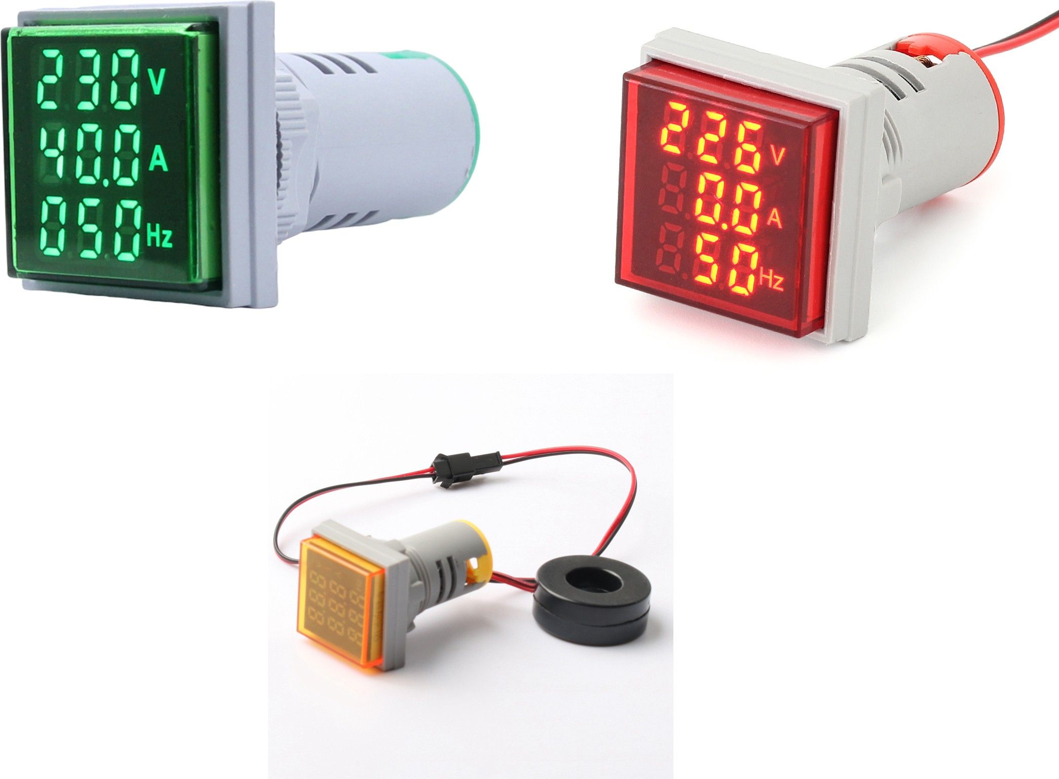 RED, YELLOW, GREEN AC 60-500V 0-100A 20-75Hz LED Digital AC Voltmeter Ammeter. Digital Voltage Tester-image-36