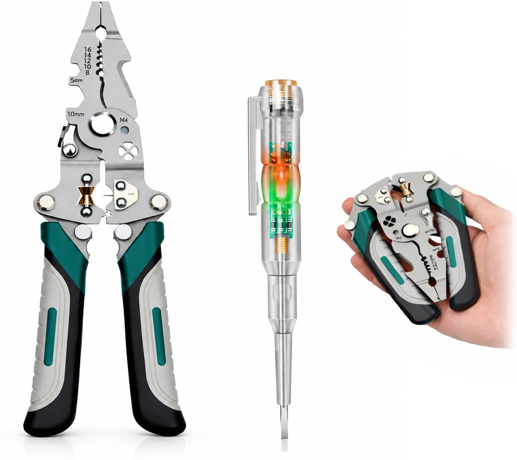brandvilla Professional Wire Stripper Cutter Crimping Plier with Voltage Tester Screwdriver Analog Voltage Tester-picture-37