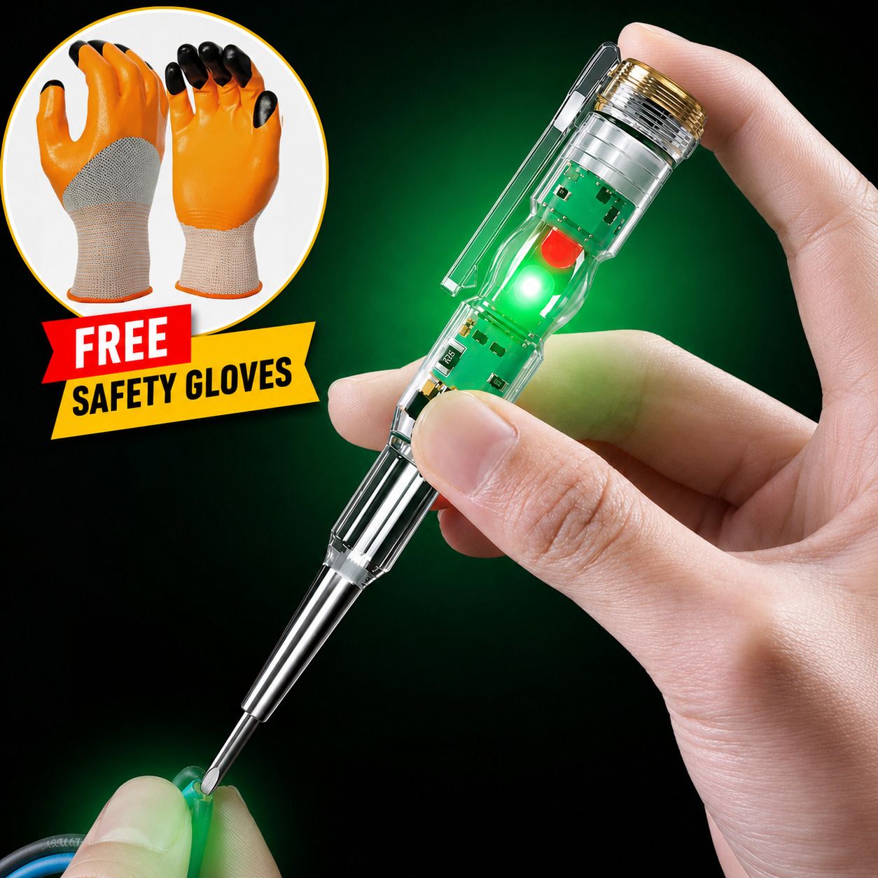 kumawatcraftz High-Brightness Intelligent Voltage Tester Pen With Safety Gloves | Digital Voltage Tester-picture-35