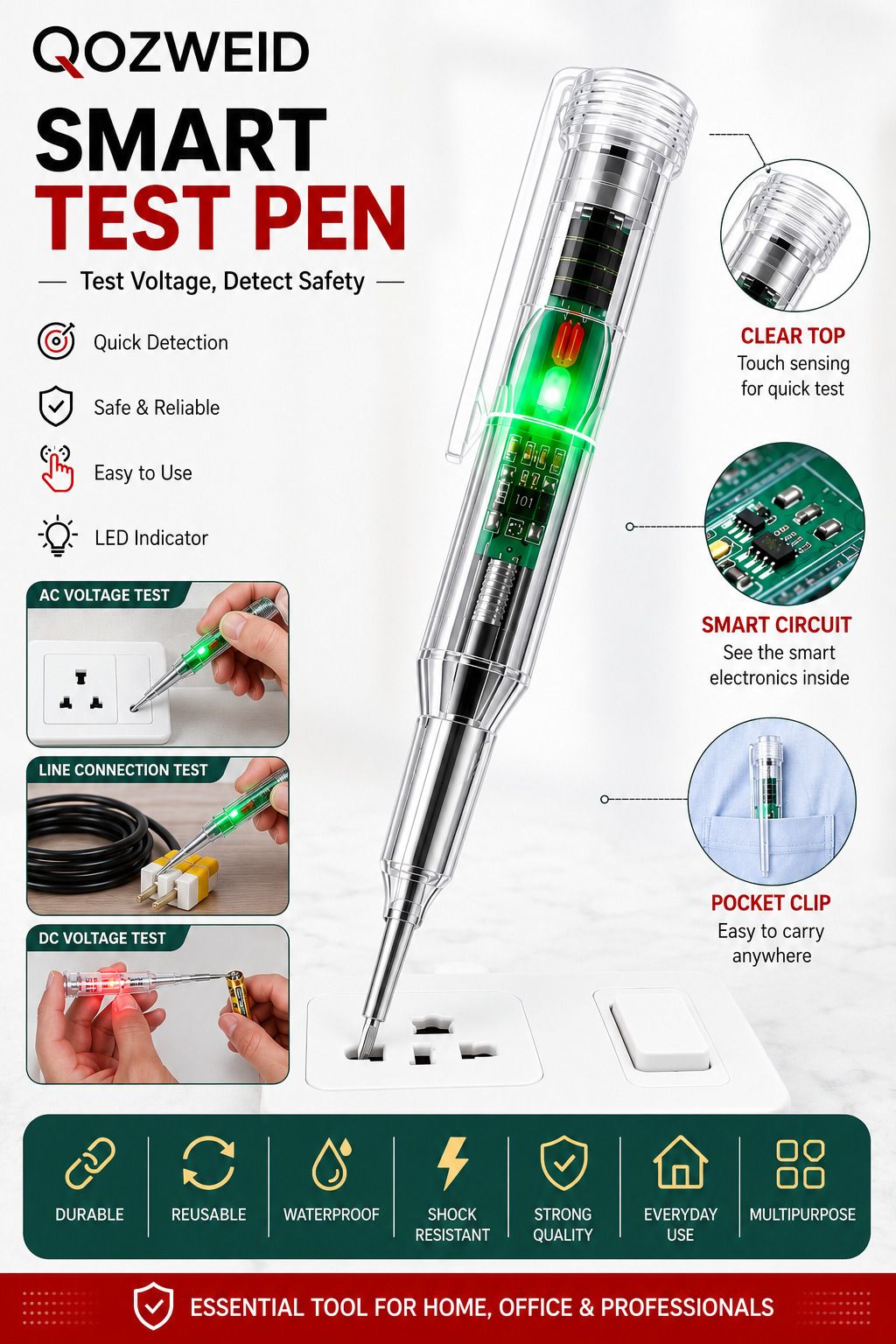 qozweid High-Brightness Intelligent Voltage Tester Pen Screwdriver Power Detection Digital Voltage Tester-picture-22