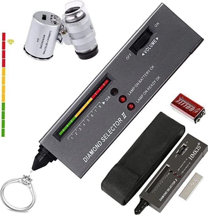 goodsbazaar Professional Diamond Tester With 9V Battery || Mini LED Megnifying Digital Voltage Tester-picture-32