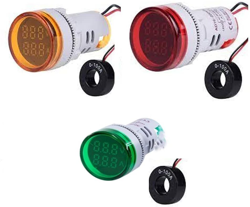 Direct AC Voltage Current Meter LED Display 600V Voltmeter 0-100A Ammeter 22mm Digital Voltage Tester-image-20