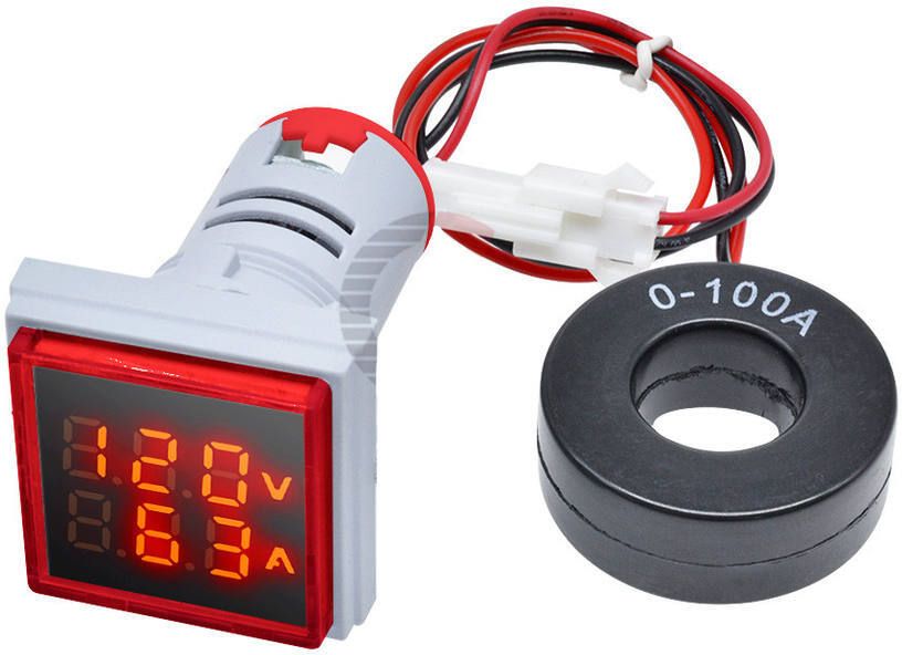 60-500V And 0-100A Dual LED Indicator Voltage And Ampere Meter Digital Voltage Tester
