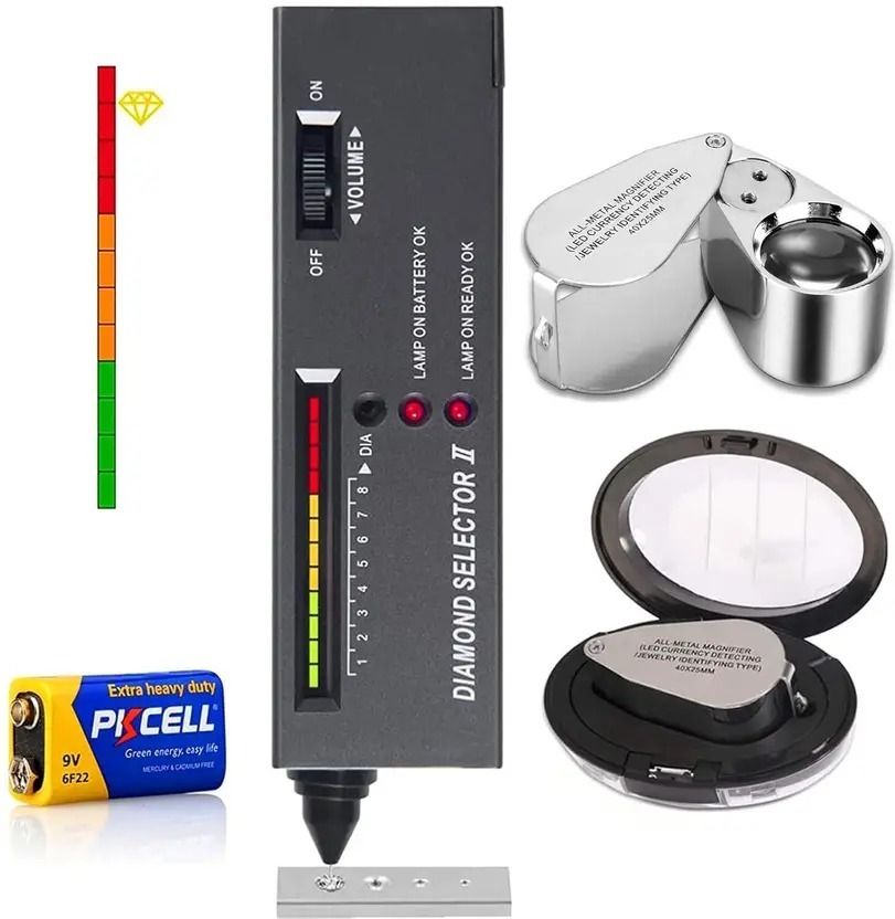 tool bux Professional Diamond Tester With 9V Battery || Mini LED Megnifying Digital Digital Voltage Tester-picture-33