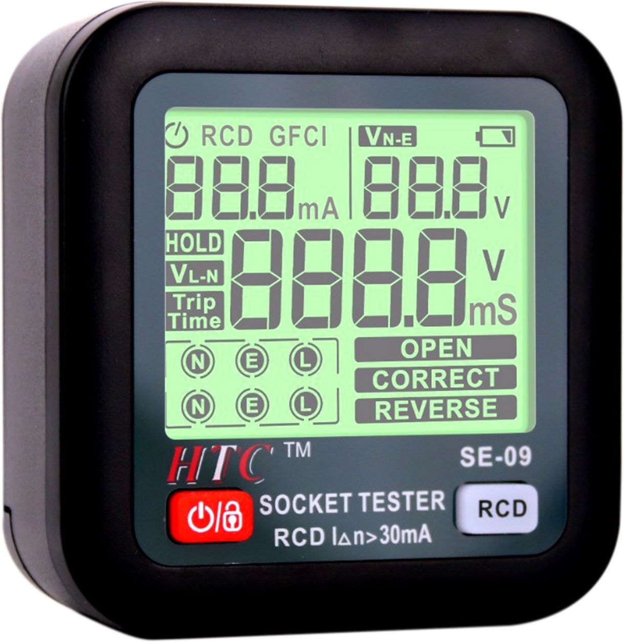 htc instruments HTC SE-09 Socket tester Lcd display, Data hold, Three hole socket Digital Voltage Tester-picture-33